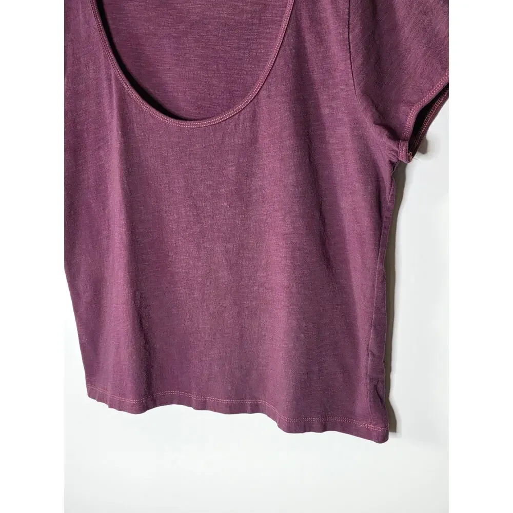 J Crew Organic Slub Cropped Short sleeve T-shirt Basic Scoop Neck Tee - Plum XL
